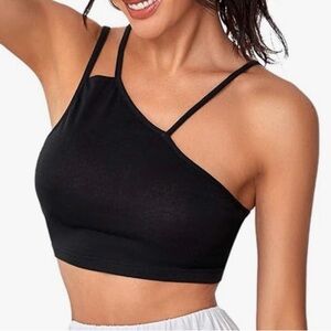 Amazon Black Asymmetric Crop Top Size Large